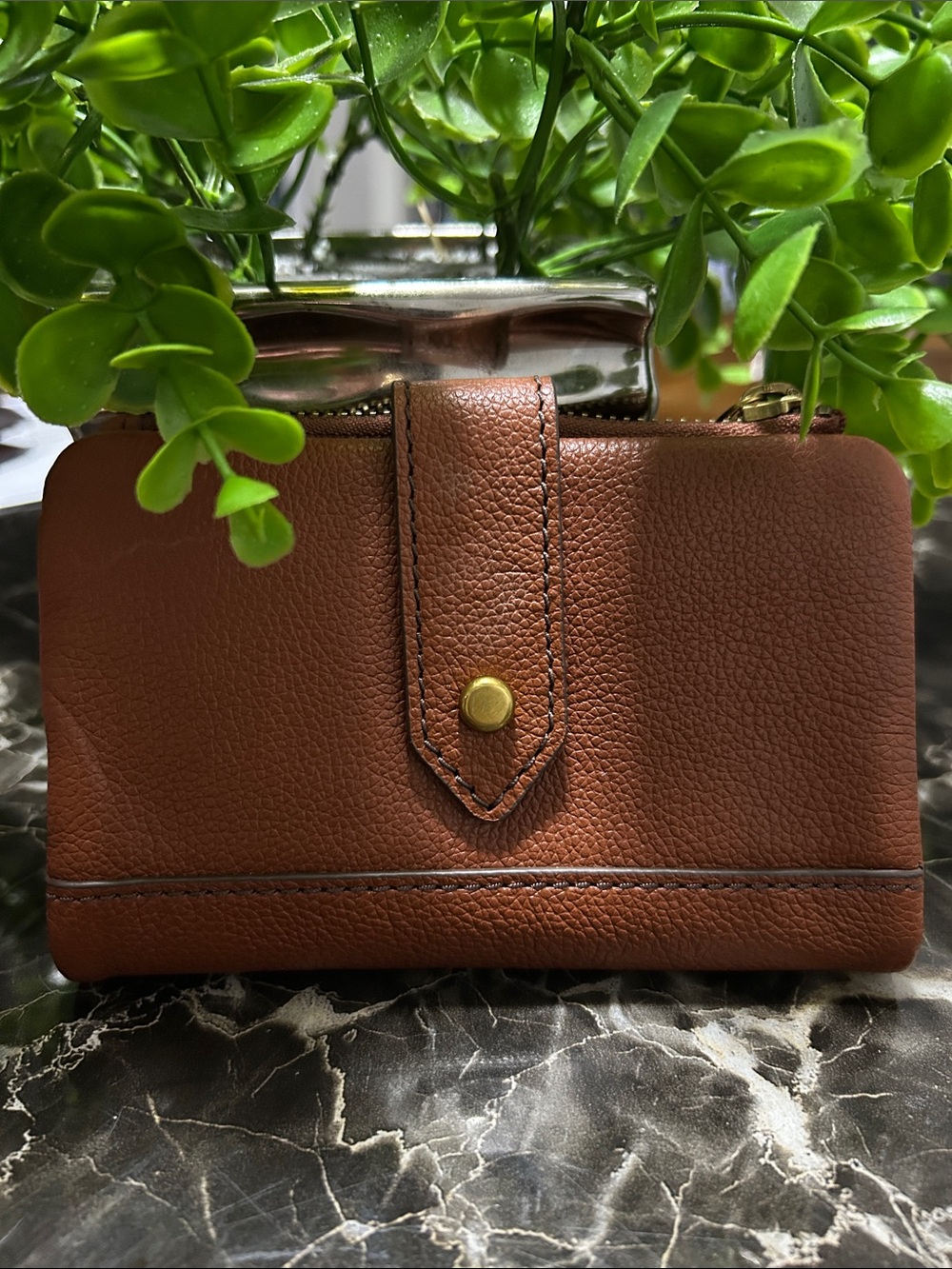 Fossil Brown Pebbled Leather Wristlet Pouch - Picture 2 of 5